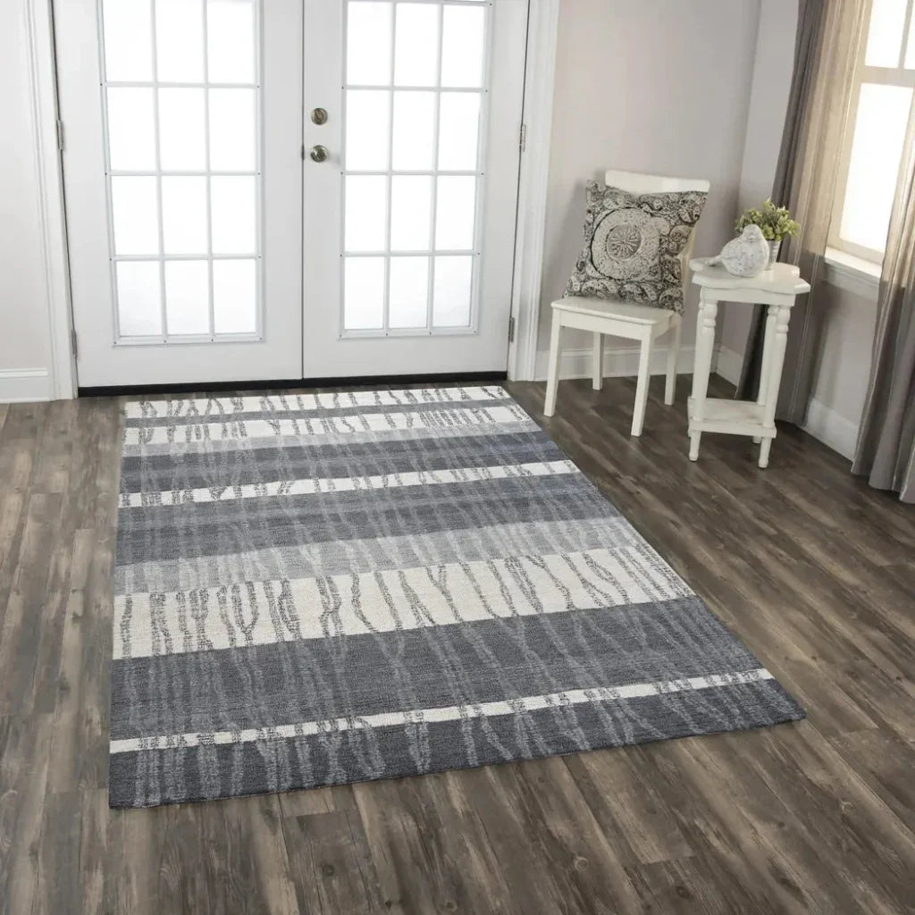 Choa Stripe Charcoal Area Rugs For Living Room - LOOMLAN - LOOMLAN - Area Rugs