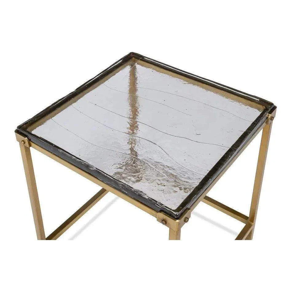 Christian Iron Gold Square Side Table - LOOMLAN - Sarreid - Side Tables