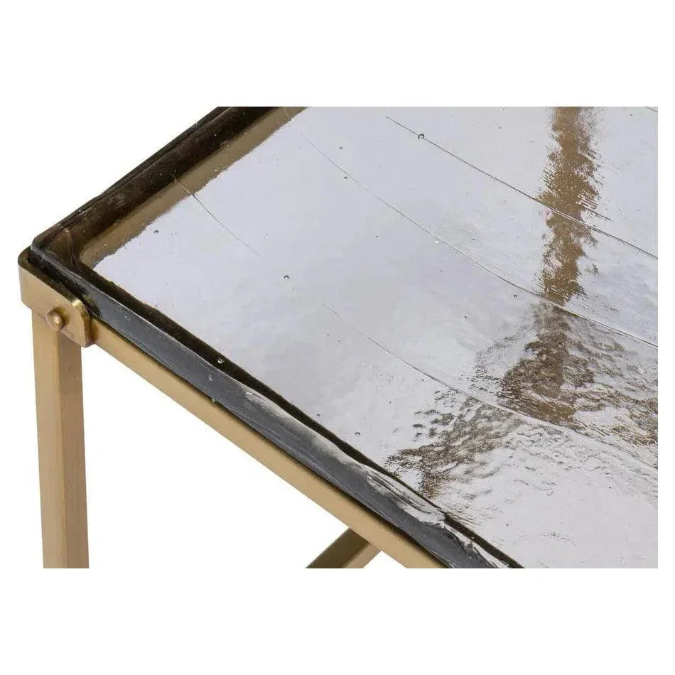 Christian Iron Gold Square Side Table - LOOMLAN - Sarreid - Side Tables