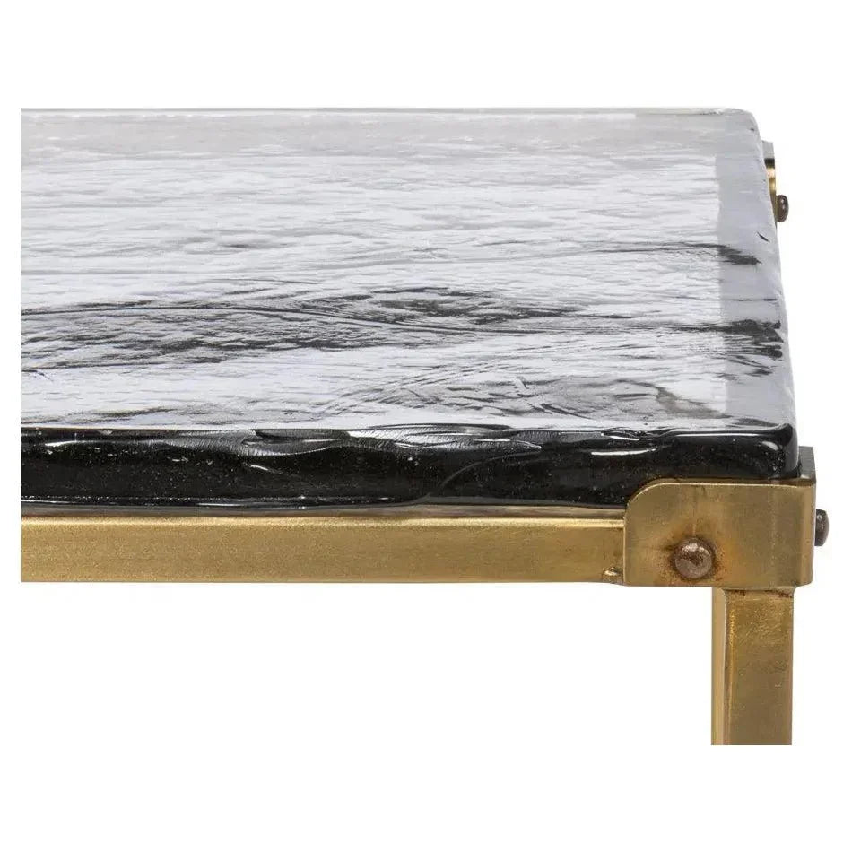 Christian Iron Gold Square Side Table - LOOMLAN - Sarreid - Side Tables