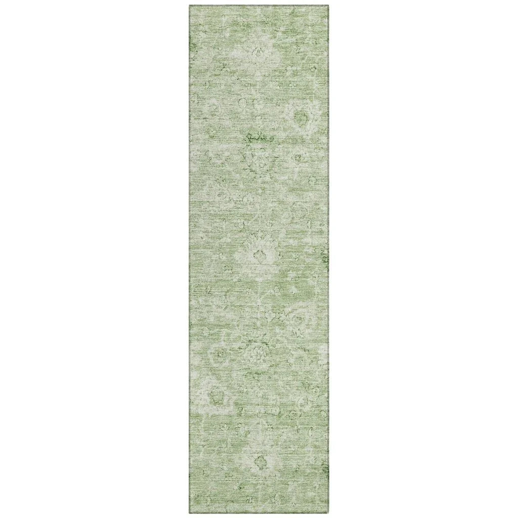 Chroma Green Washable Indoor-Outdoor Rug-Outdoor Rugs-LOOMLAN Rugs-2'3" x 7'6"-LOOMLAN