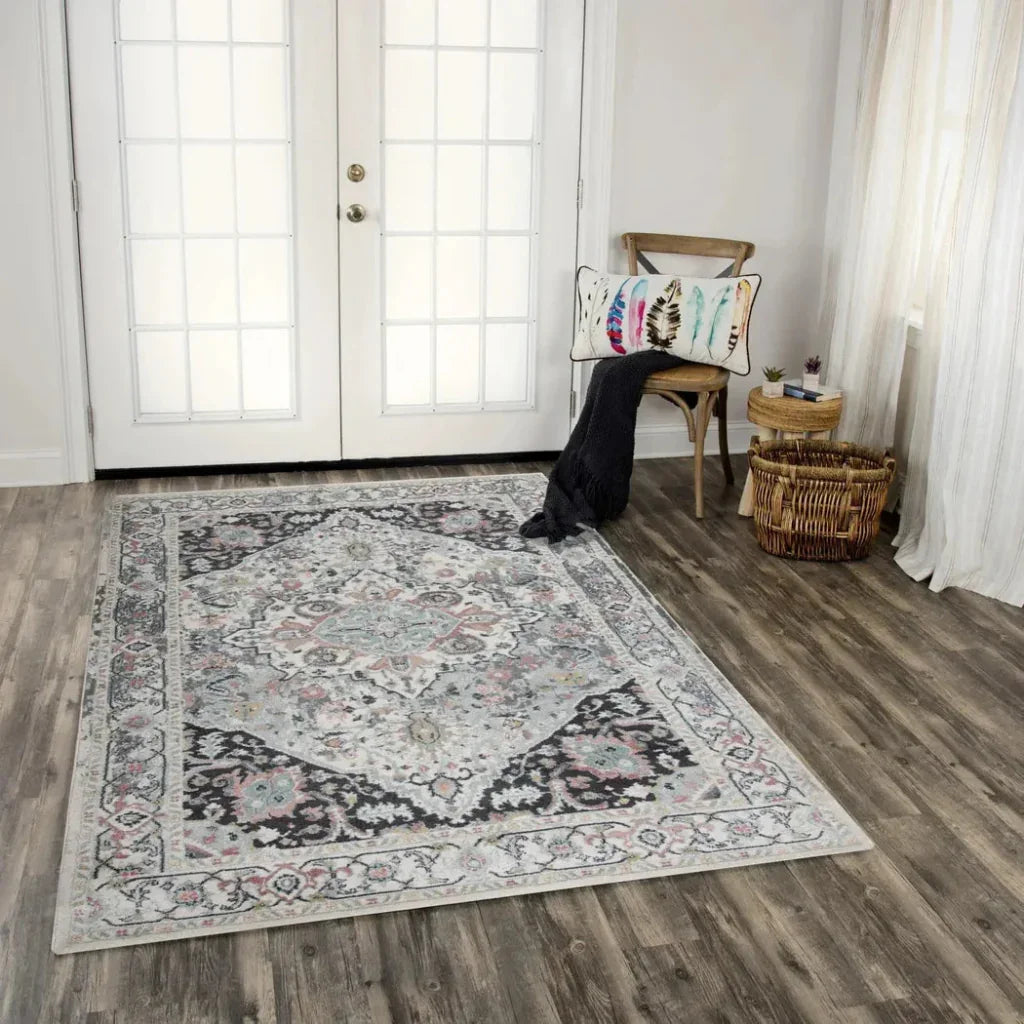 Chuu Medallion Black Kitchen Hallway Runner Rug - LOOMLAN - LOOMLAN - Area Rugs