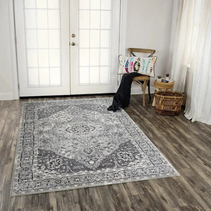 Cian Medallion Gray Kitchen Hallway Runner Rug - LOOMLAN - LOOMLAN - Area Rugs