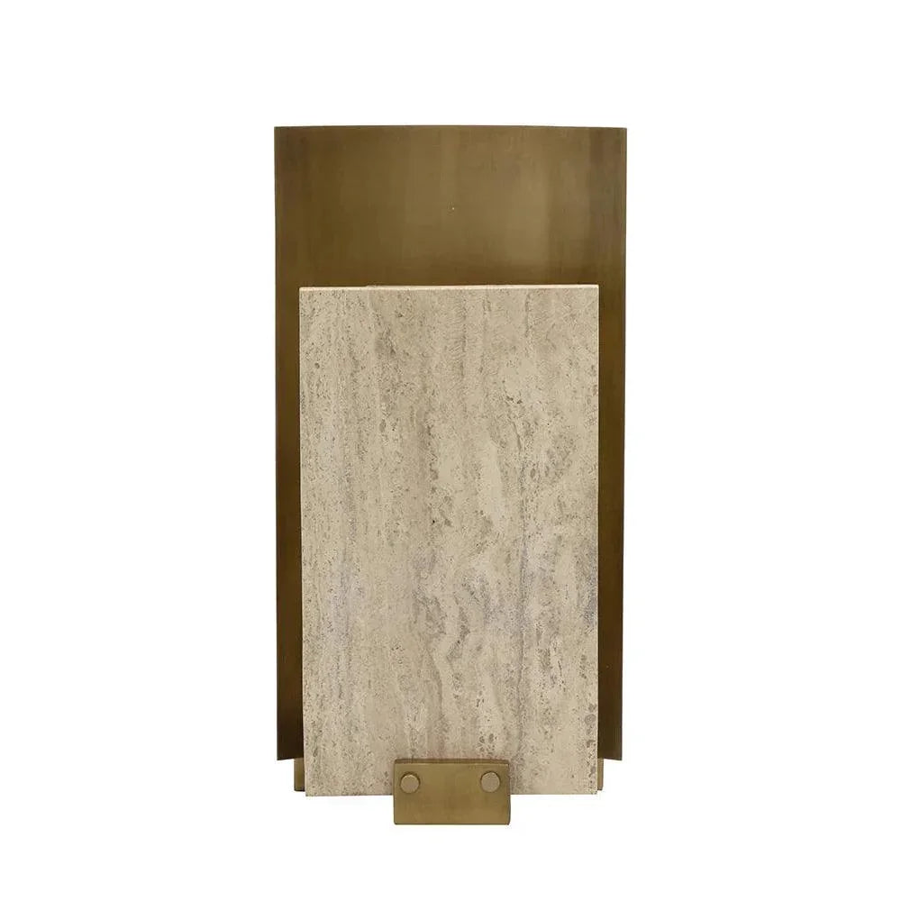 Ciana Sconce Brass Wall Light Travertine - LOOMLAN - SUNPAN - Wall Sconces