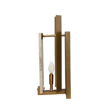 Ciana Sconce Brass Wall Light Travertine - LOOMLAN - SUNPAN - Wall Sconces