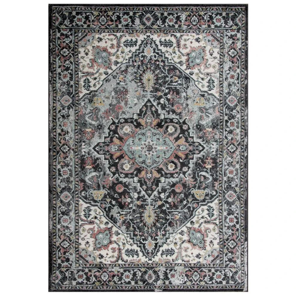 Cibo Medallion Gray Kitchen Hallway Runner Rug - LOOMLAN - LOOMLAN - Area Rugs