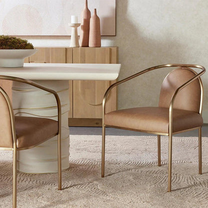 Cicero Dining Armchair Faux Leather With - LOOMLAN - SUNPAN - Dining Chairs