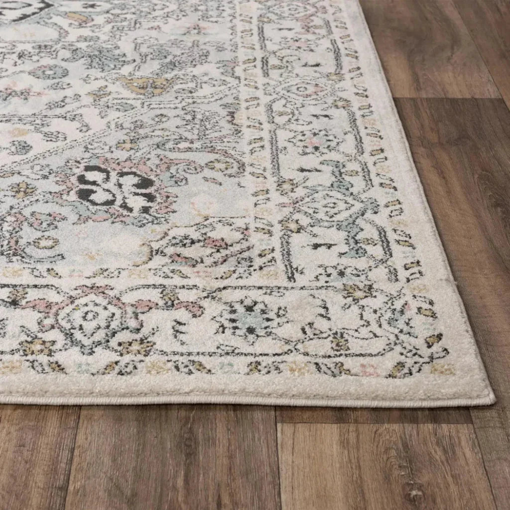 Cici Medallion White Kitchen Hallway Runner Rug - LOOMLAN - LOOMLAN - Area Rugs