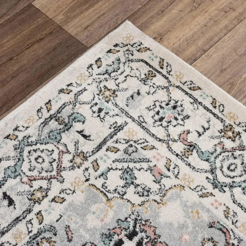 Cici Medallion White Kitchen Hallway Runner Rug - LOOMLAN - LOOMLAN - Area Rugs