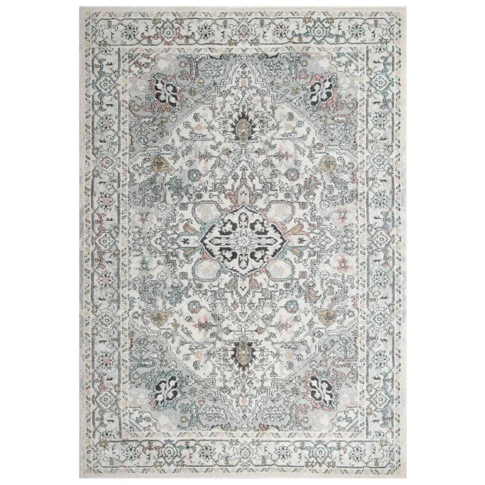 Cici Medallion White Kitchen Hallway Runner Rug - LOOMLAN - LOOMLAN - Area Rugs
