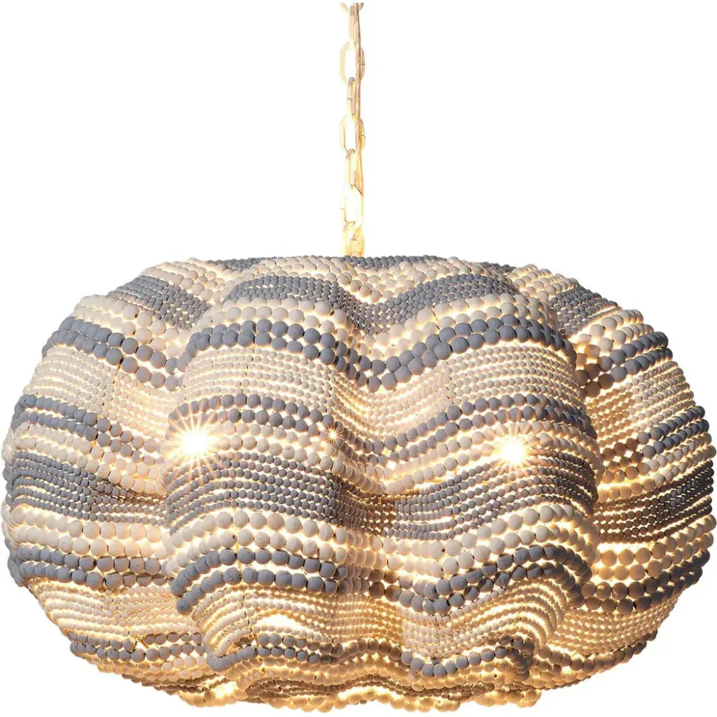 Clamshell Wood Beaded Chandelier - LOOMLAN - Jamie Young - Chandeliers