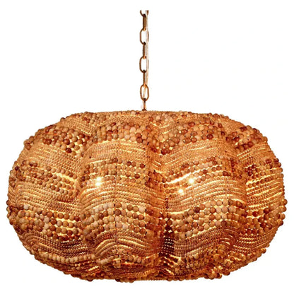Clamshell Wood Beaded Chandelier - LOOMLAN - Jamie Young - Chandeliers