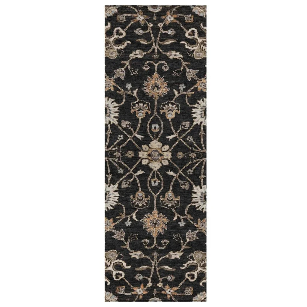 Clara Black Washable Indoor-Outdoor Rug-Outdoor Rugs-LOOMLAN Rugs-2'3" x 7'6"-LOOMLAN