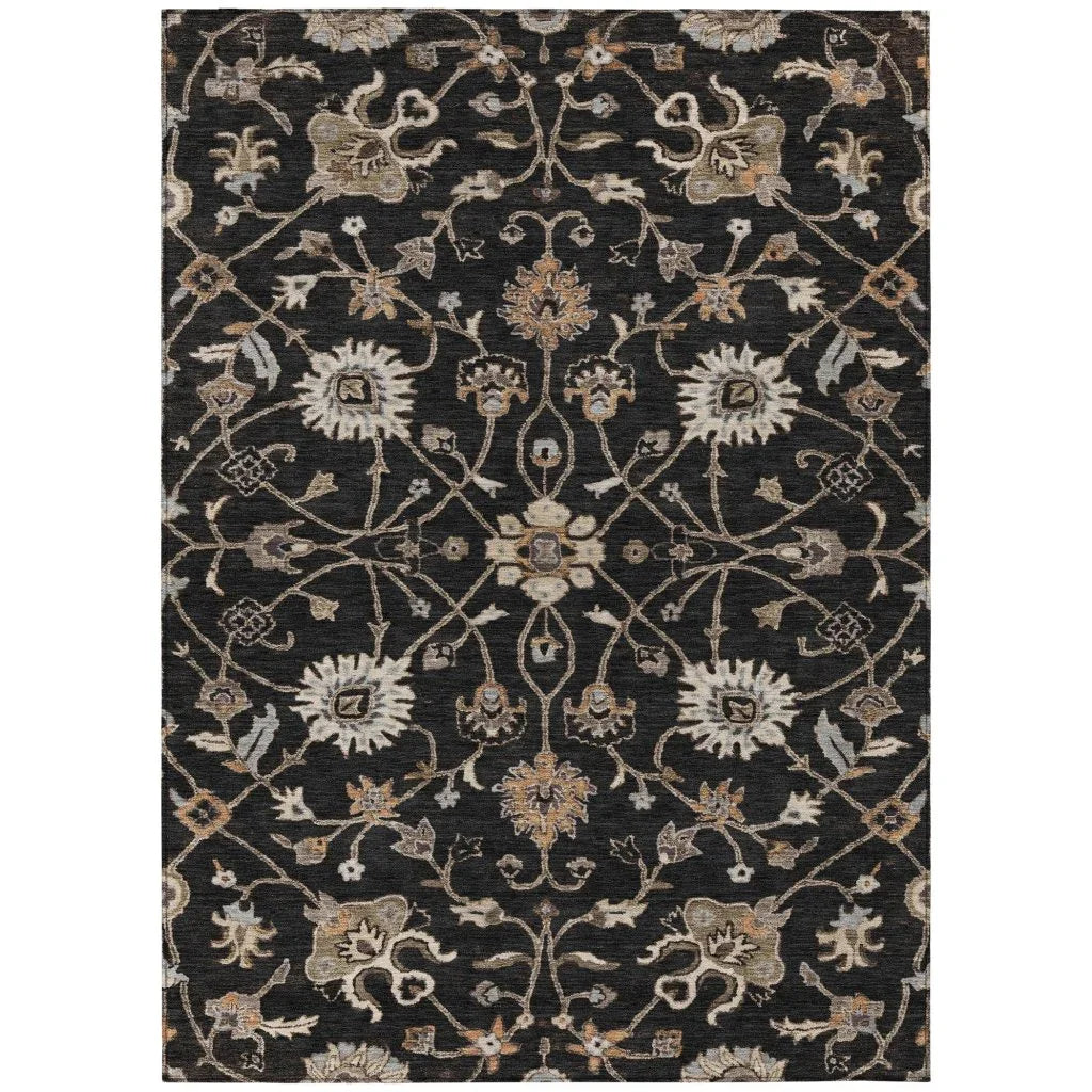 Clara Black Washable Indoor-Outdoor Rug-Outdoor Rugs-LOOMLAN Rugs-2'6" x 3'10"-LOOMLAN