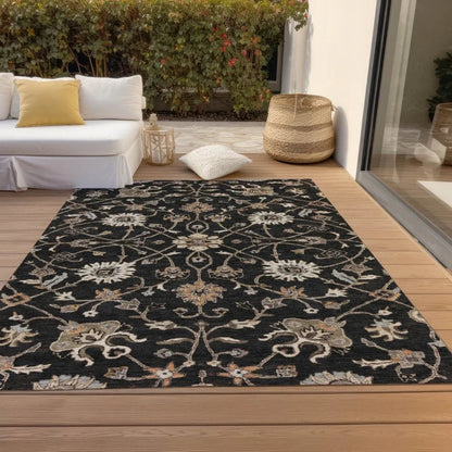 Clara Black Washable Indoor-Outdoor Rug-Outdoor Rugs-LOOMLAN Rugs-LOOMLAN