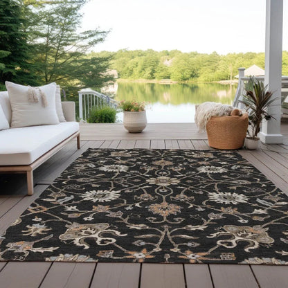 Clara Black Washable Indoor-Outdoor Rug-Outdoor Rugs-LOOMLAN Rugs-LOOMLAN