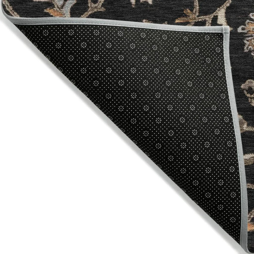 Clara Black Washable Indoor-Outdoor Rug-Outdoor Rugs-LOOMLAN Rugs-LOOMLAN