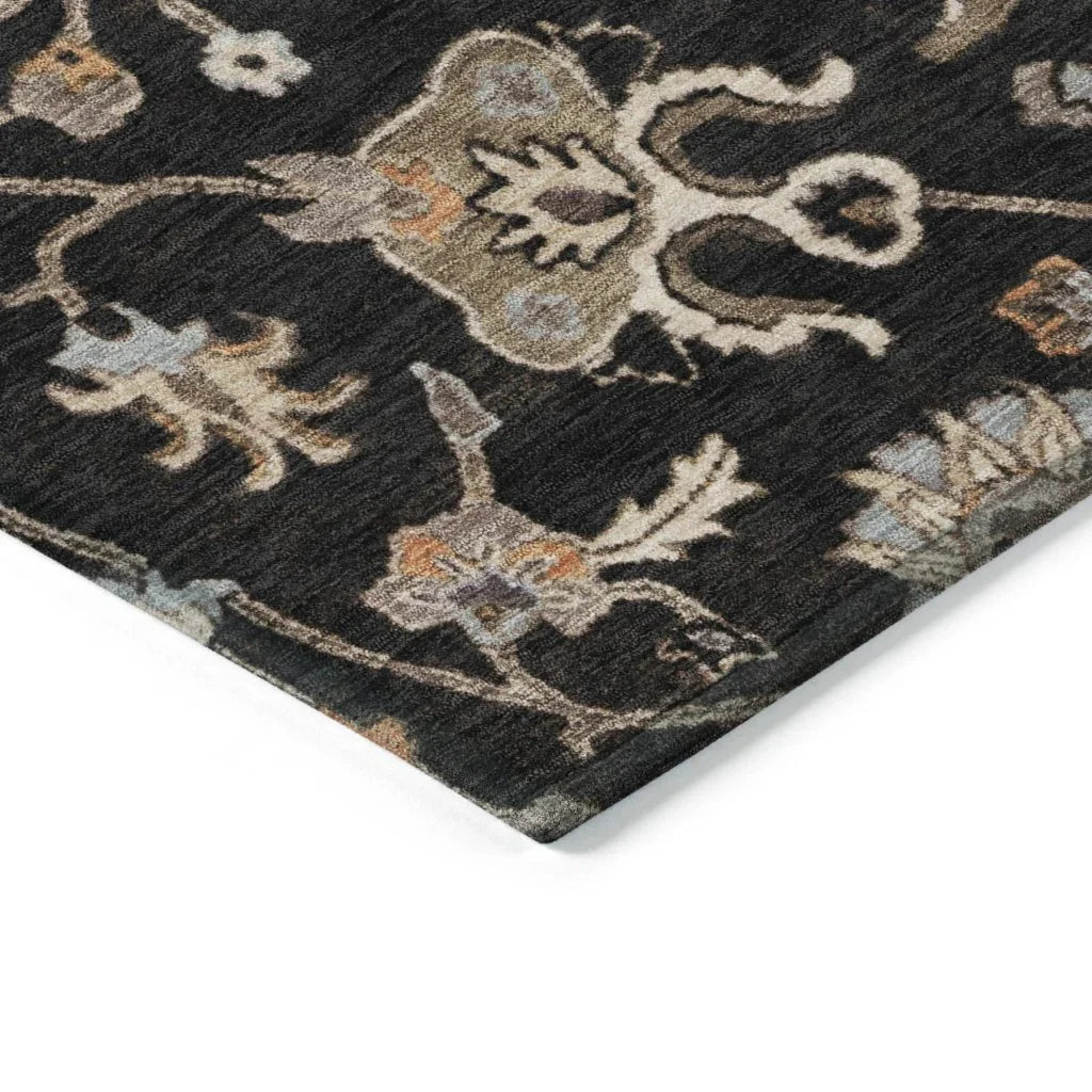 Clara Black Washable Indoor-Outdoor Rug-Outdoor Rugs-LOOMLAN Rugs-LOOMLAN