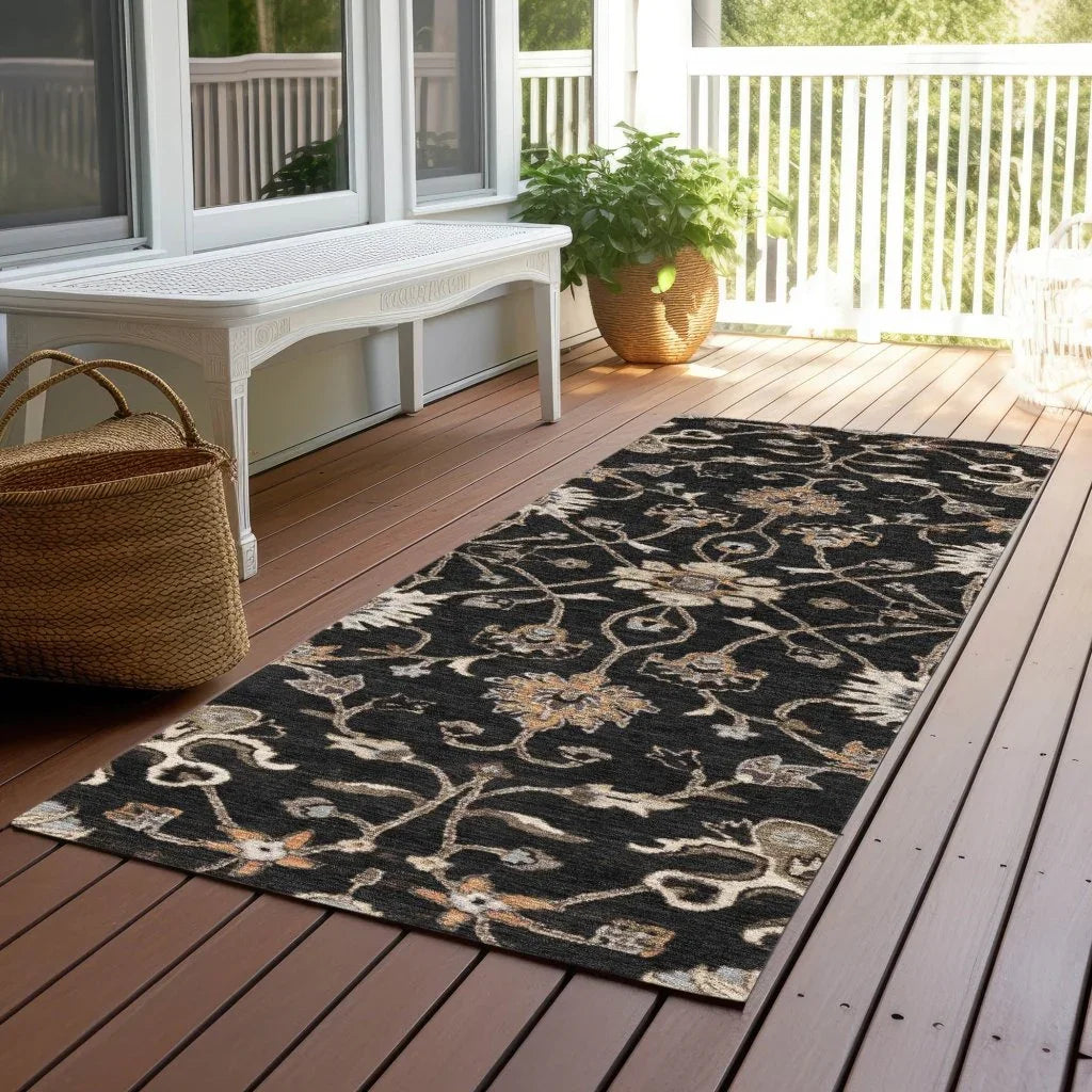 Clara Black Washable Indoor - Outdoor Rug - LOOMLAN - LOOMLAN Rugs - Outdoor Rugs