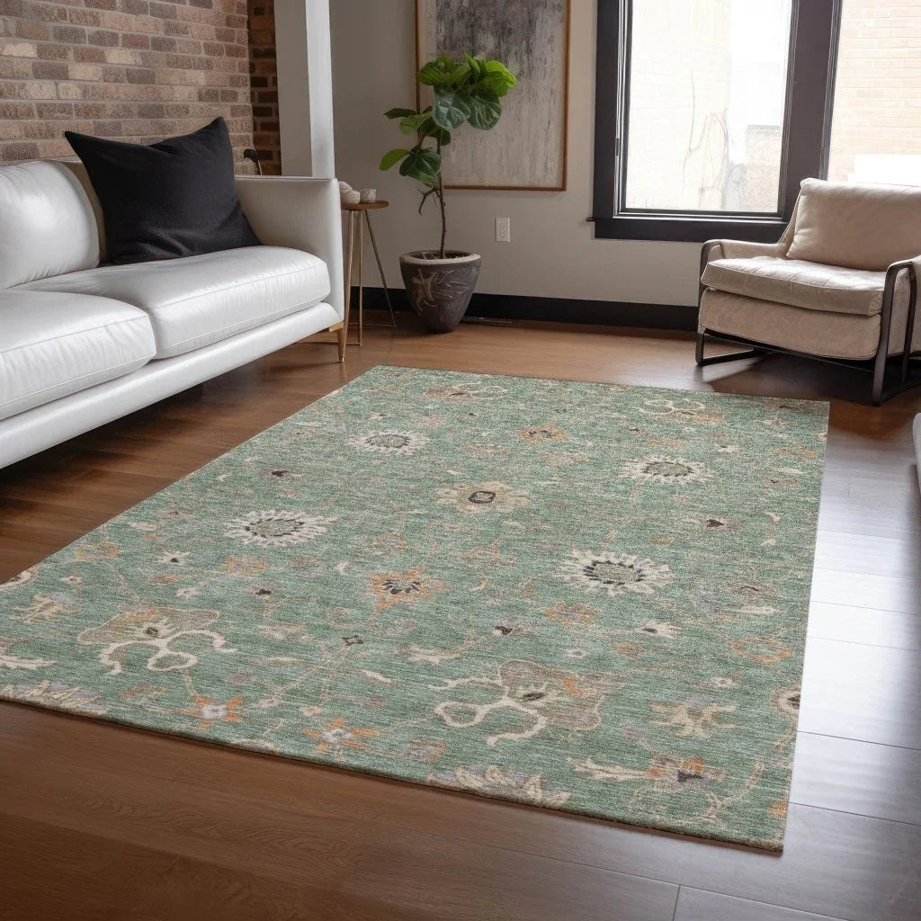Clara Green Washable Indoor - Outdoor Rug - LOOMLAN - LOOMLAN Rugs - Outdoor Rugs