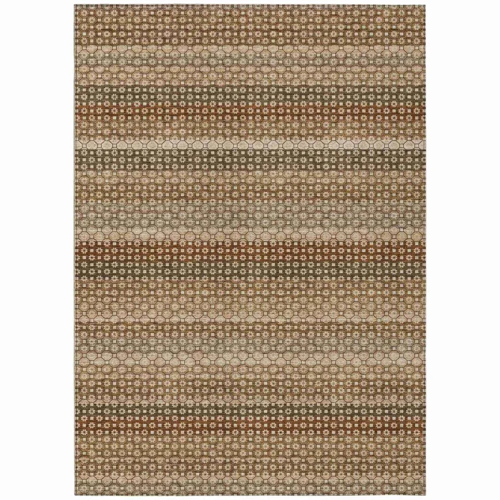 Clarene Brown Washable Indoor - Outdoor Rug - LOOMLAN - LOOMLAN Rugs - Outdoor Rugs