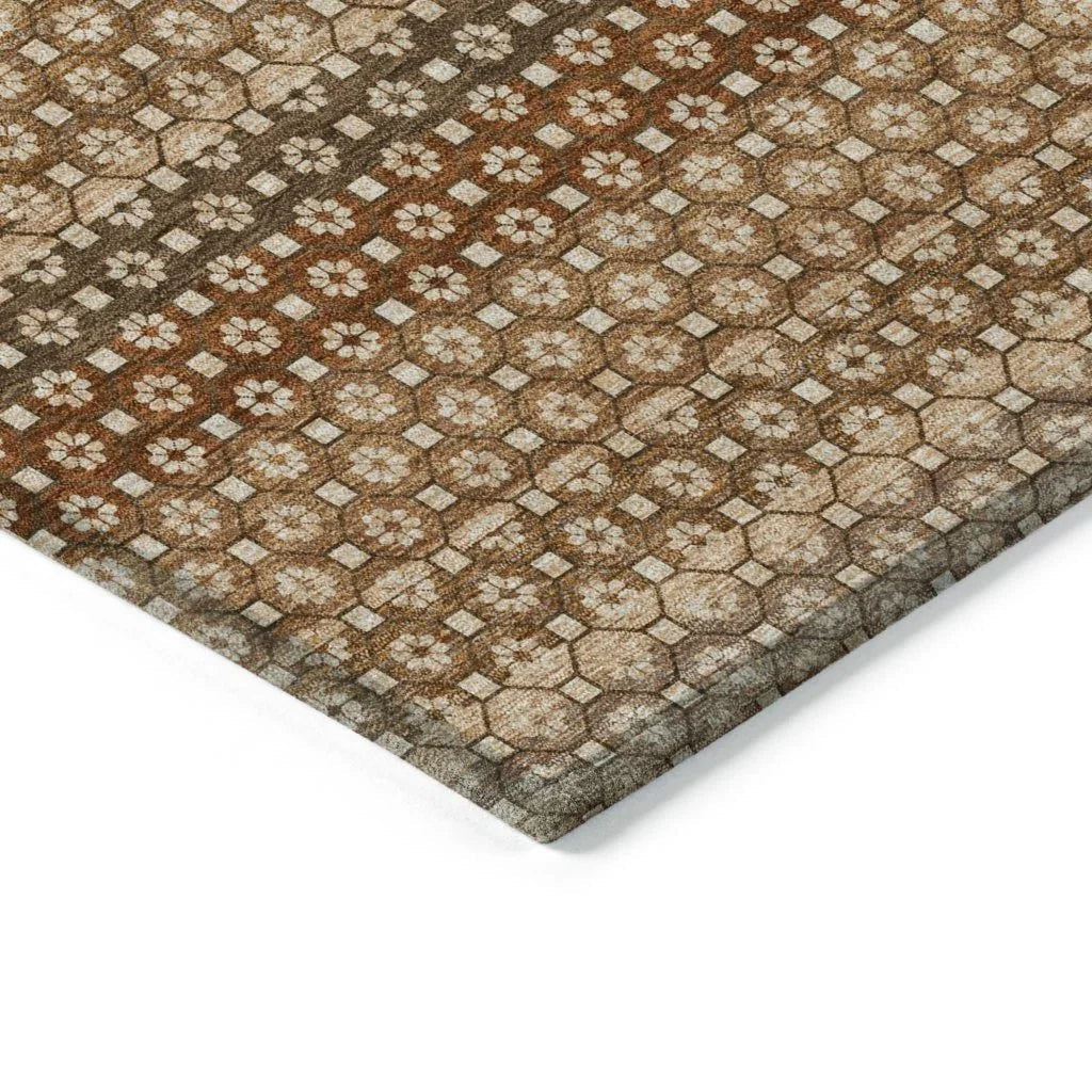 Clarene Brown Washable Indoor - Outdoor Rug - LOOMLAN - LOOMLAN Rugs - Outdoor Rugs