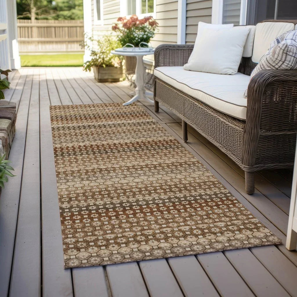 Clarene Brown Washable Indoor - Outdoor Rug - LOOMLAN - LOOMLAN Rugs - Outdoor Rugs