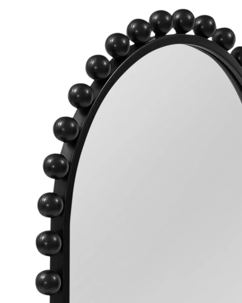 Claria Black Beaded Arched Frame Wall Mirror - LOOMLAN - Bassett Mirror - Wall Mirrors