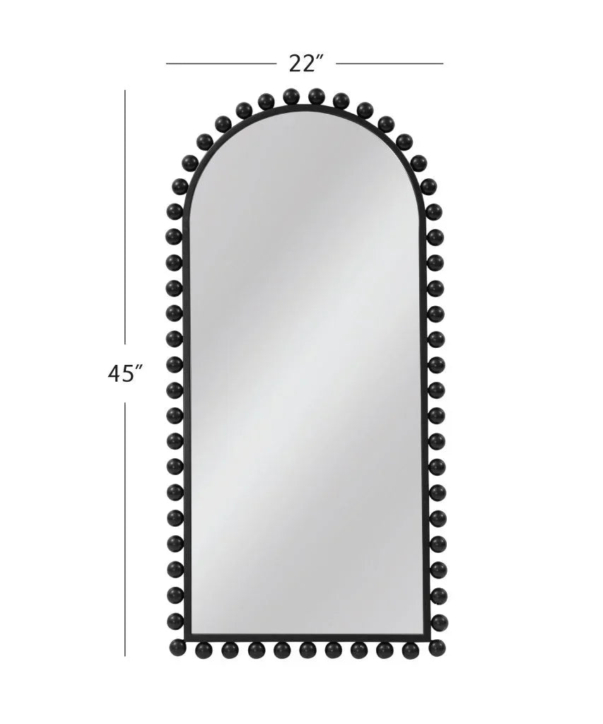 Claria Black Beaded Arched Frame Wall Mirror - LOOMLAN - Bassett Mirror - Wall Mirrors