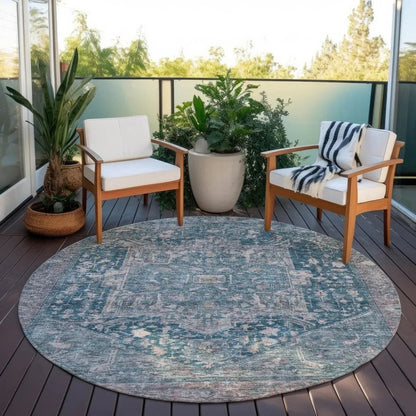Clarina Blue Washable Indoor - Outdoor Rug - LOOMLAN - LOOMLAN Rugs - Outdoor Rugs