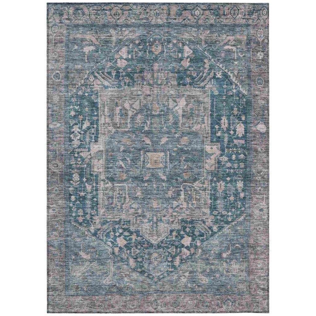 Clarina Blue Washable Indoor - Outdoor Rug - LOOMLAN - LOOMLAN Rugs - Outdoor Rugs