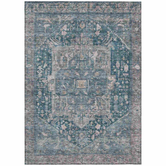 Clarina Blue Washable Indoor - Outdoor Rug - LOOMLAN - LOOMLAN Rugs - Outdoor Rugs
