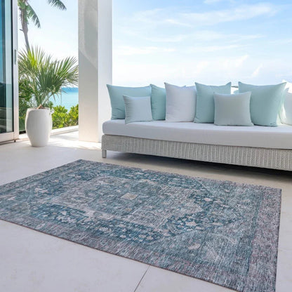 Clarina Blue Washable Indoor - Outdoor Rug - LOOMLAN - LOOMLAN Rugs - Outdoor Rugs