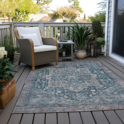 Clarina Blue Washable Indoor - Outdoor Rug - LOOMLAN - LOOMLAN Rugs - Outdoor Rugs
