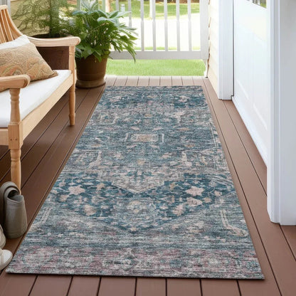 Clarina Blue Washable Indoor - Outdoor Rug - LOOMLAN - LOOMLAN Rugs - Outdoor Rugs