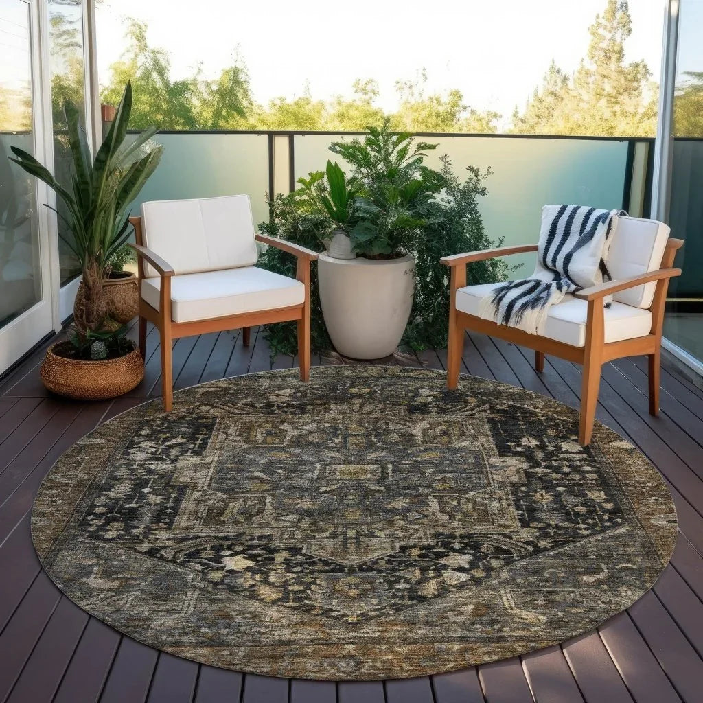 Clarina Brown Washable Indoor - Outdoor Rug - LOOMLAN - LOOMLAN Rugs - Outdoor Rugs