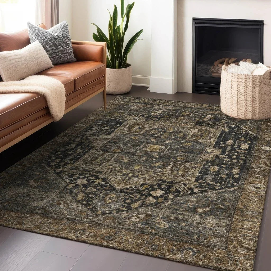 Clarina Brown Washable Indoor - Outdoor Rug - LOOMLAN - LOOMLAN Rugs - Outdoor Rugs