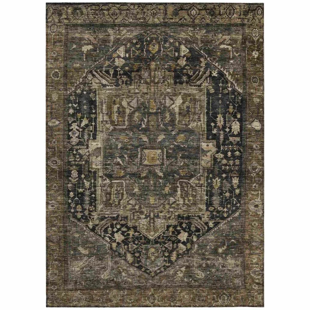 Clarina Brown Washable Indoor - Outdoor Rug - LOOMLAN - LOOMLAN Rugs - Outdoor Rugs