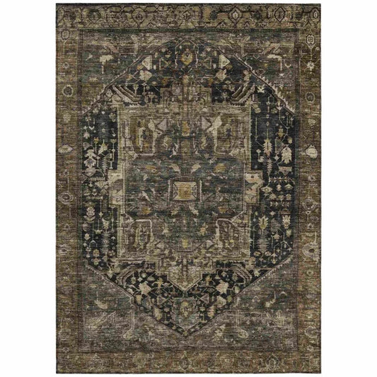 Clarina Brown Washable Indoor - Outdoor Rug - LOOMLAN - LOOMLAN Rugs - Outdoor Rugs