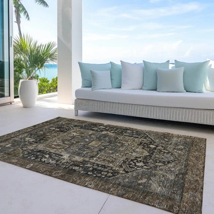 Clarina Brown Washable Indoor - Outdoor Rug - LOOMLAN - LOOMLAN Rugs - Outdoor Rugs