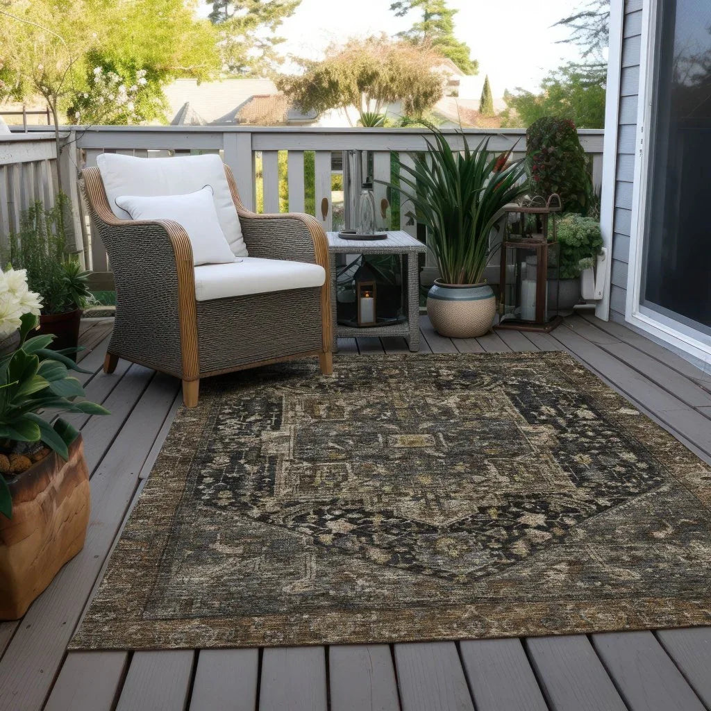 Clarina Brown Washable Indoor - Outdoor Rug - LOOMLAN - LOOMLAN Rugs - Outdoor Rugs