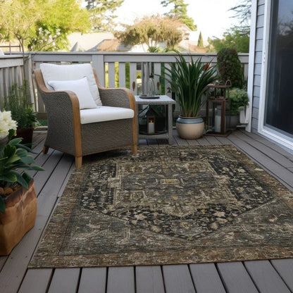 Clarina Brown Washable Indoor - Outdoor Rug - LOOMLAN - LOOMLAN Rugs - Outdoor Rugs