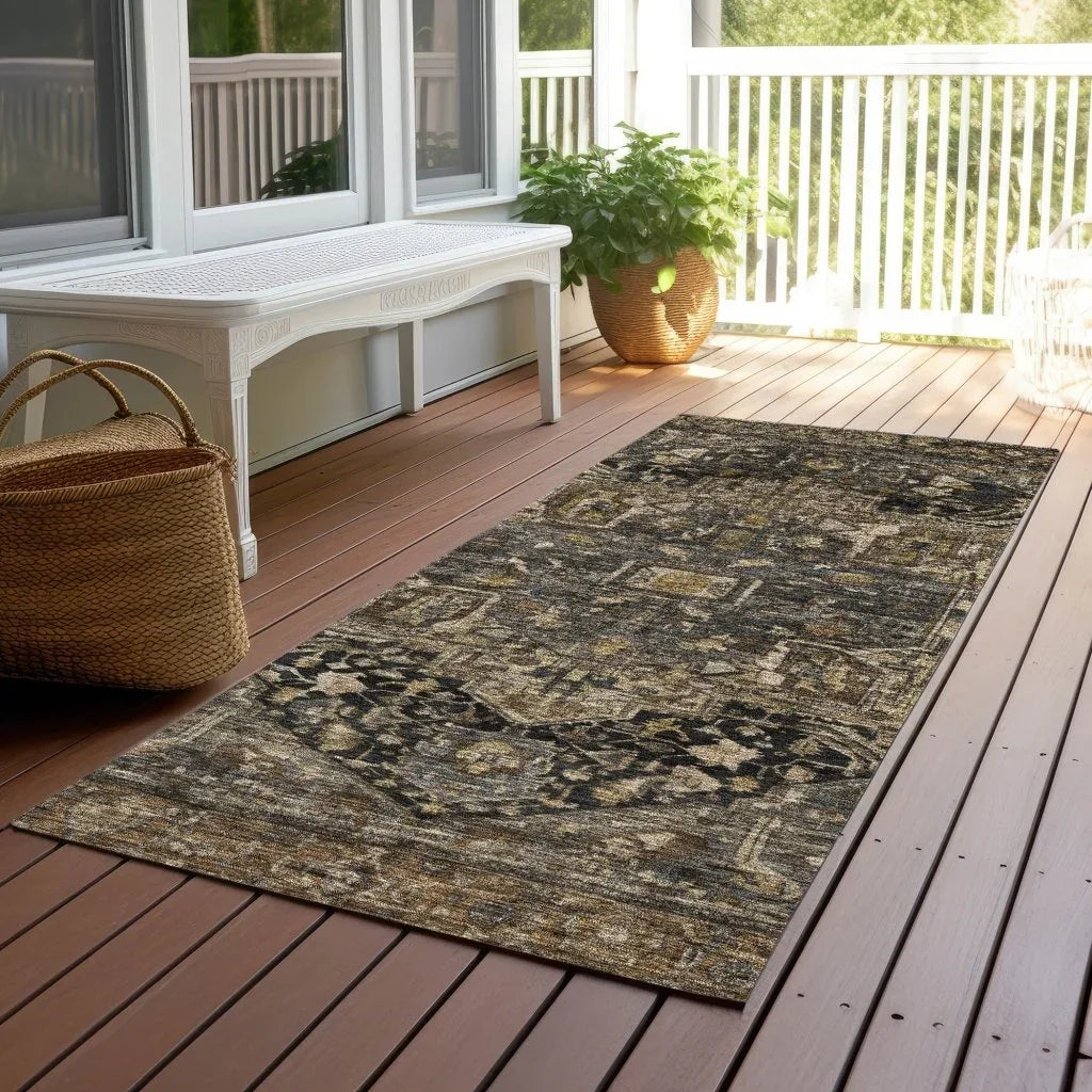 Clarina Brown Washable Indoor - Outdoor Rug - LOOMLAN - LOOMLAN Rugs - Outdoor Rugs