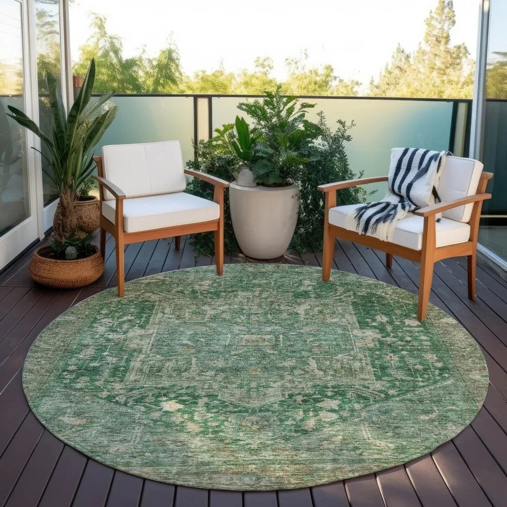 Clarina Emerald Washable Indoor - Outdoor Rug - LOOMLAN - LOOMLAN Rugs - Outdoor Rugs