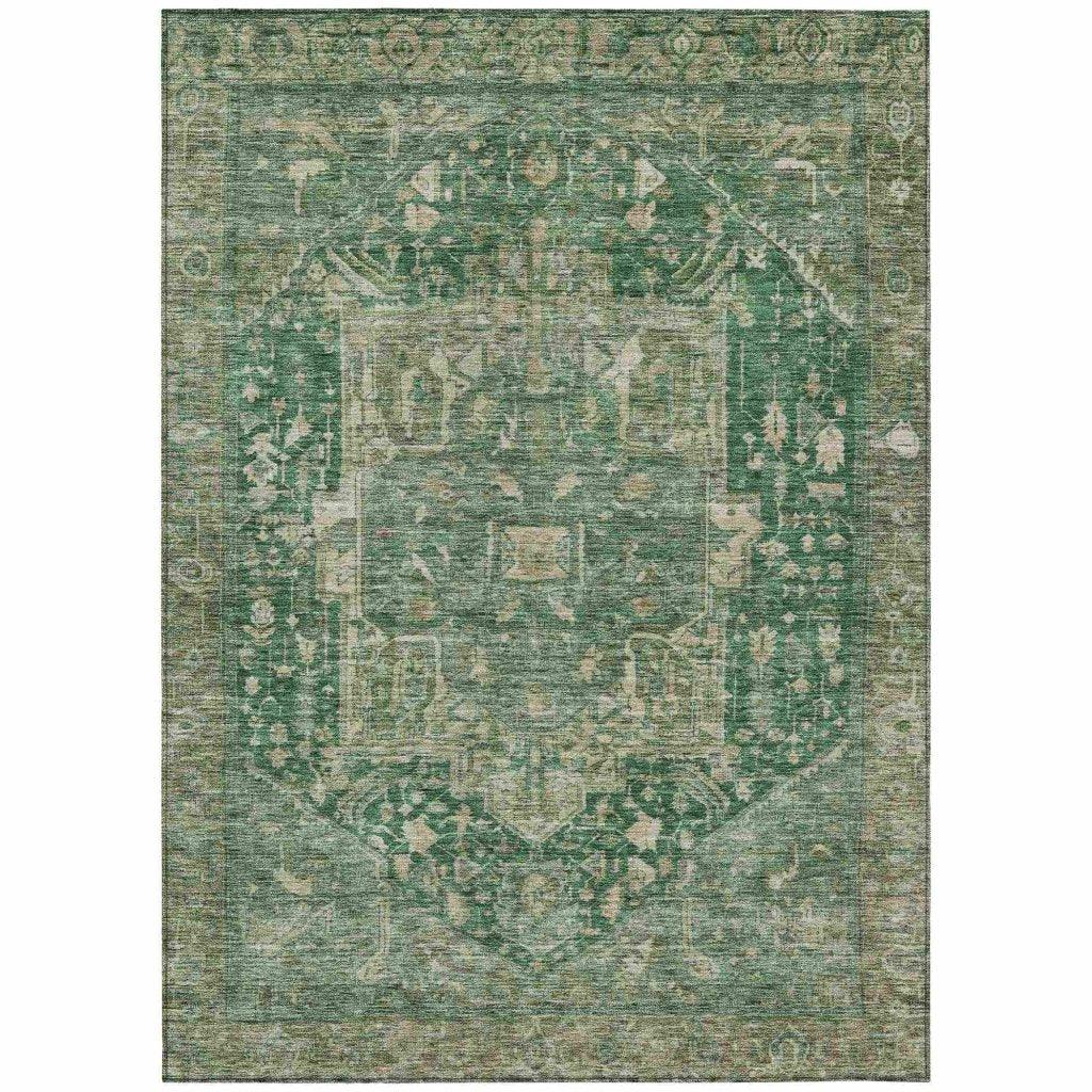 Clarina Emerald Washable Indoor - Outdoor Rug - LOOMLAN - LOOMLAN Rugs - Outdoor Rugs