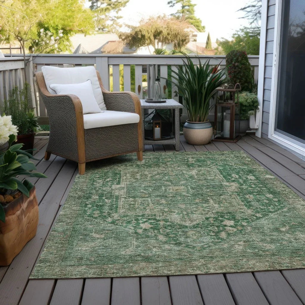 Clarina Emerald Washable Indoor - Outdoor Rug - LOOMLAN - LOOMLAN Rugs - Outdoor Rugs