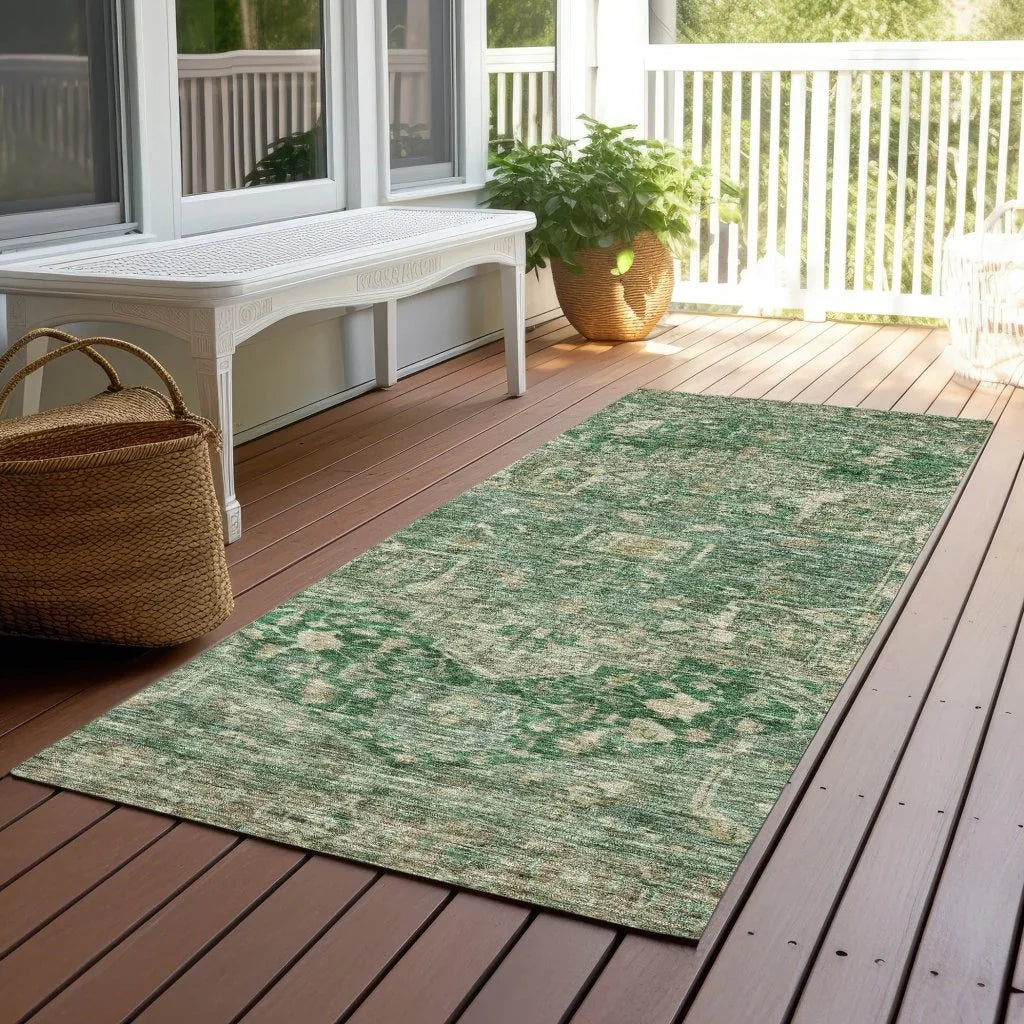 Clarina Emerald Washable Indoor - Outdoor Rug - LOOMLAN - LOOMLAN Rugs - Outdoor Rugs