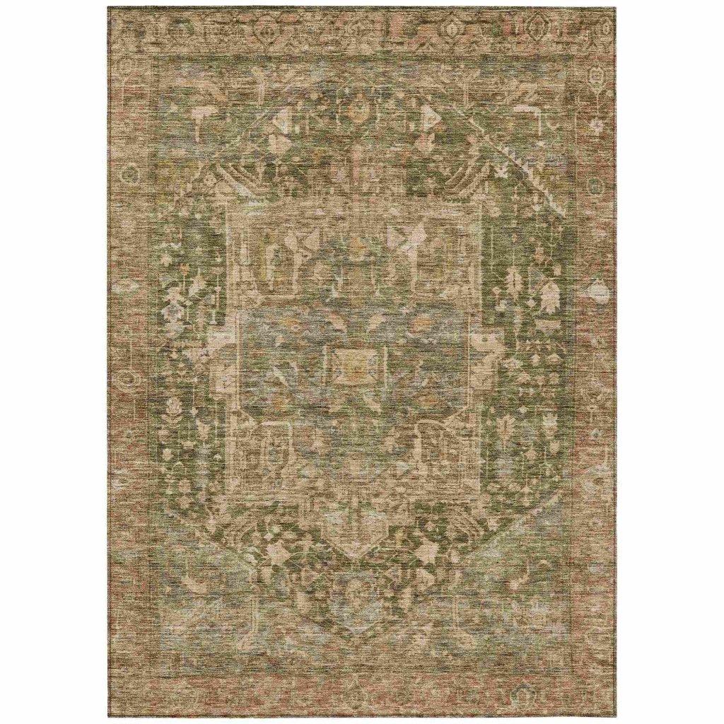 Clarina Green Washable Indoor - Outdoor Rug - LOOMLAN - LOOMLAN Rugs - Outdoor Rugs