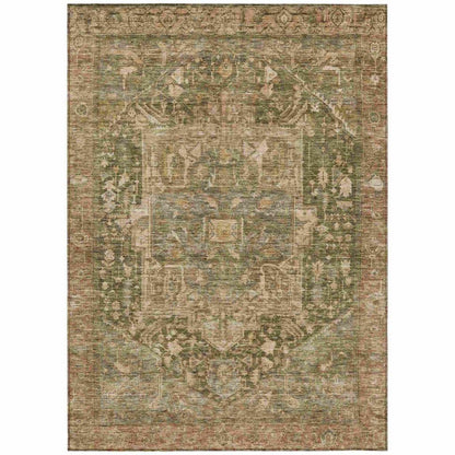 Clarina Green Washable Indoor - Outdoor Rug - LOOMLAN - LOOMLAN Rugs - Outdoor Rugs