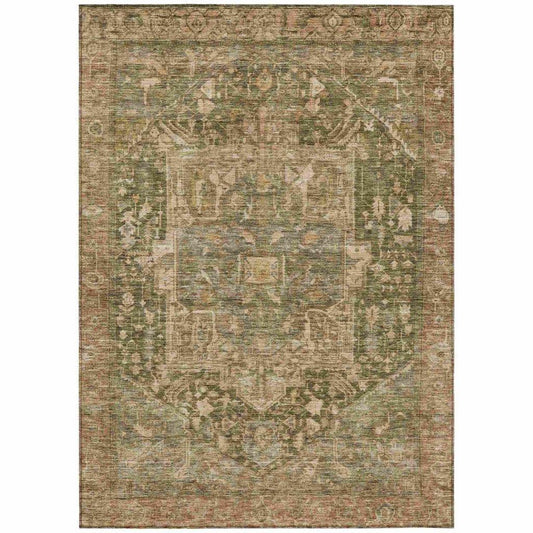 Clarina Green Washable Indoor - Outdoor Rug - LOOMLAN - LOOMLAN Rugs - Outdoor Rugs